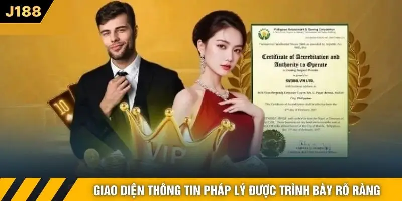 Giao diện thông tin pháp lý được trình bày rõ ràng 